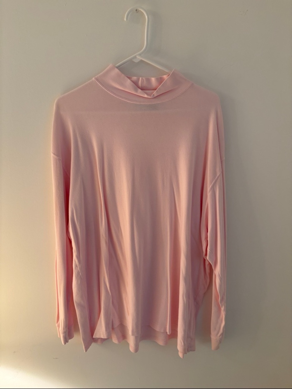 Honora Pale Pink Long-Sleeve Mock Neck Top